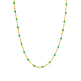 1948-Enamel Beaded Chain Necklace-Necklaces-14k Gold Filled, Emerald Enamel-Blue Ruby Jewellery-Vancouver Canada