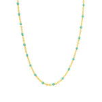 1948-Enamel Beaded Chain Necklace-Necklaces-14k Gold Filled, Green Turquoise Enamel-Blue Ruby Jewellery-Vancouver Canada