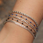 1948-Enamel Beaded Chain Bracelet-Bracelets-Sterling Silver, Lapis Enamel-Blue Ruby Jewellery-Vancouver Canada