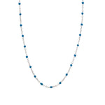 1948-Enamel Beaded Chain Necklace-Necklaces-Sterling Silver, Lapis Enamel-Blue Ruby Jewellery-Vancouver Canada