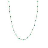 1948-Enamel Beaded Chain Necklace-Necklaces-Sterling Silver, Emerald Enamel-Blue Ruby Jewellery-Vancouver Canada