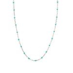 1948-Enamel Beaded Chain Necklace-Necklaces-Sterling Silver, Turquoise Enamel-Blue Ruby Jewellery-Vancouver Canada