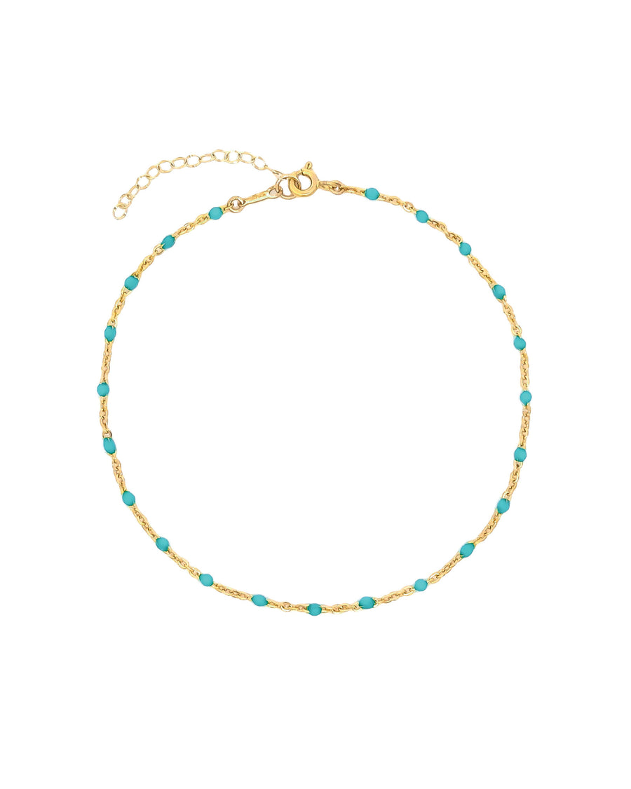 1948-Enamel Beaded Chain Anklet-Anklets-14k Gold Filled, Turquoise/Blue Enamel-Blue Ruby Jewellery-Vancouver Canada