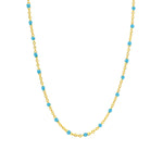 1948-Enamel Beaded Chain Necklace-Necklaces-14k Gold Filled, Blue Turquoise Enamel-Blue Ruby Jewellery-Vancouver Canada