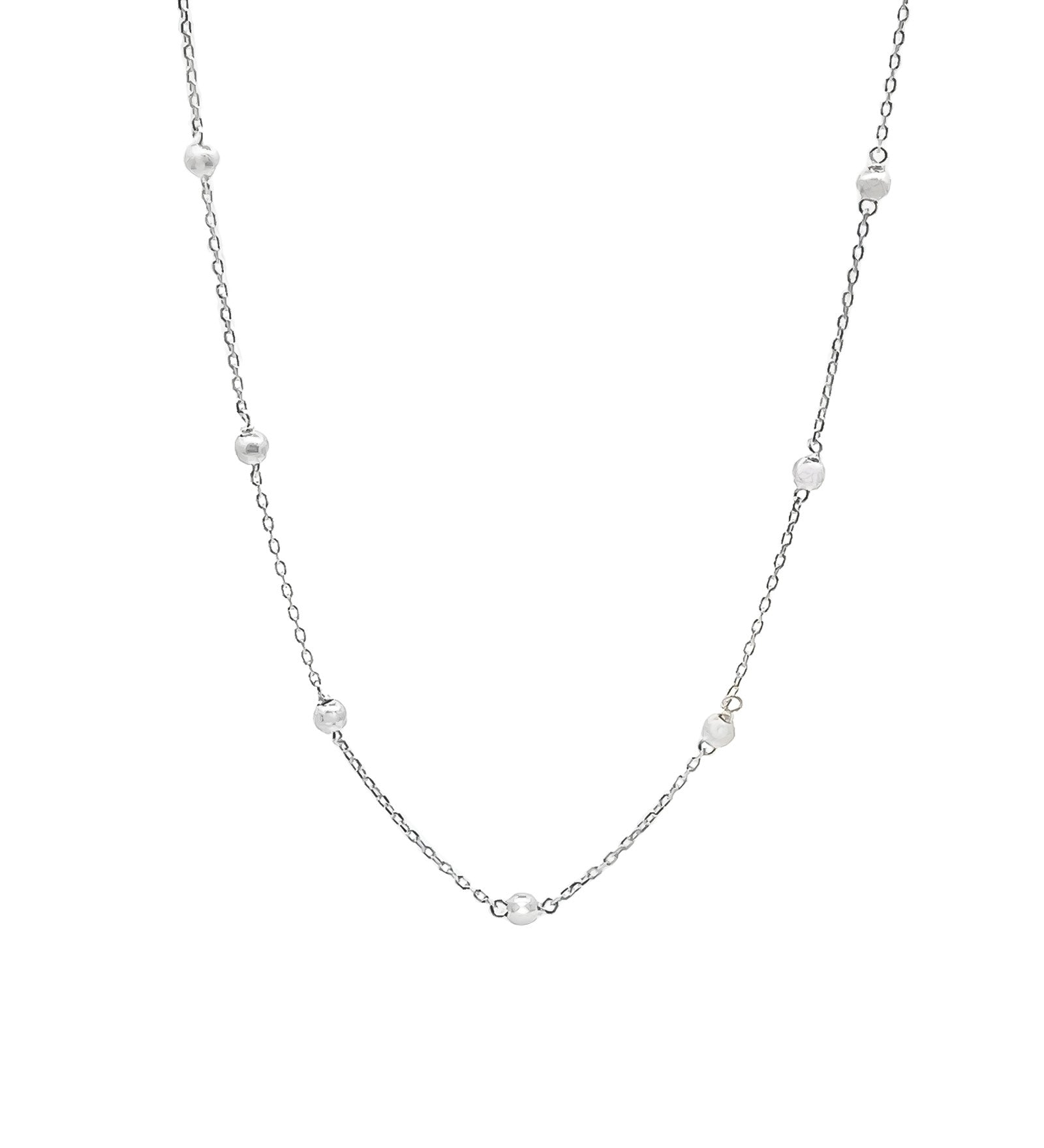 Beaded Station Necklace Sterling Silver