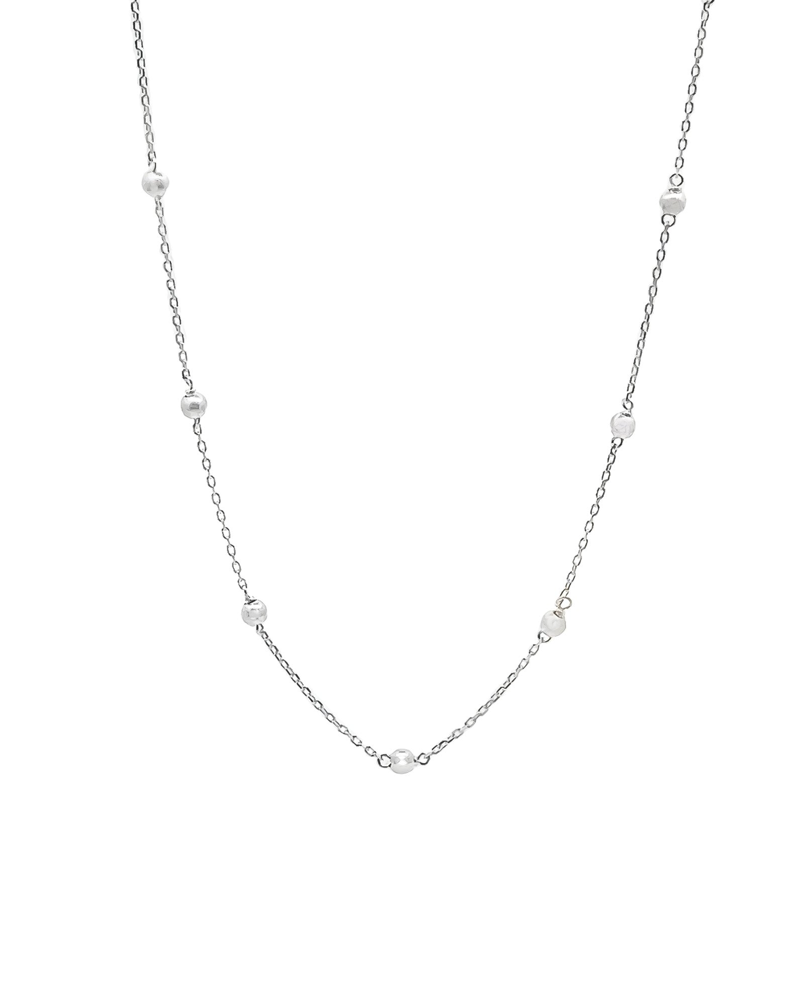 Beaded Station Necklace Sterling Silver