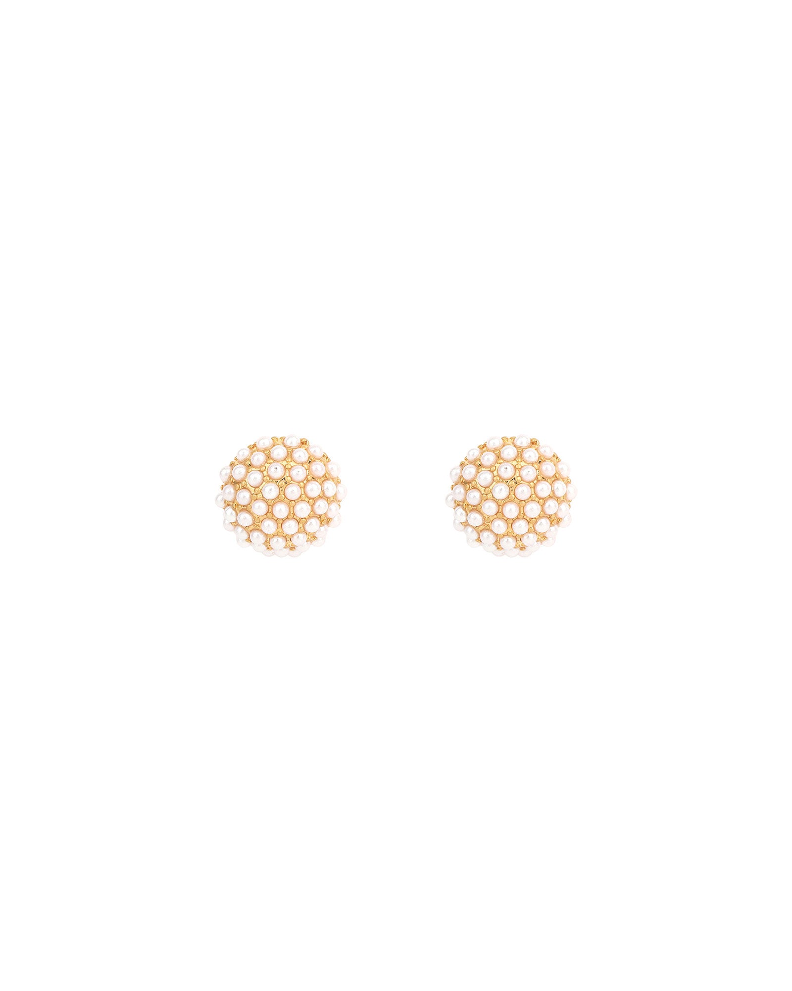 Olive & Piper-Pearl Pavé Studs-Earrings-14k Gold Plated, Faux White Pearl-Blue Ruby Jewellery-Vancouver Canada