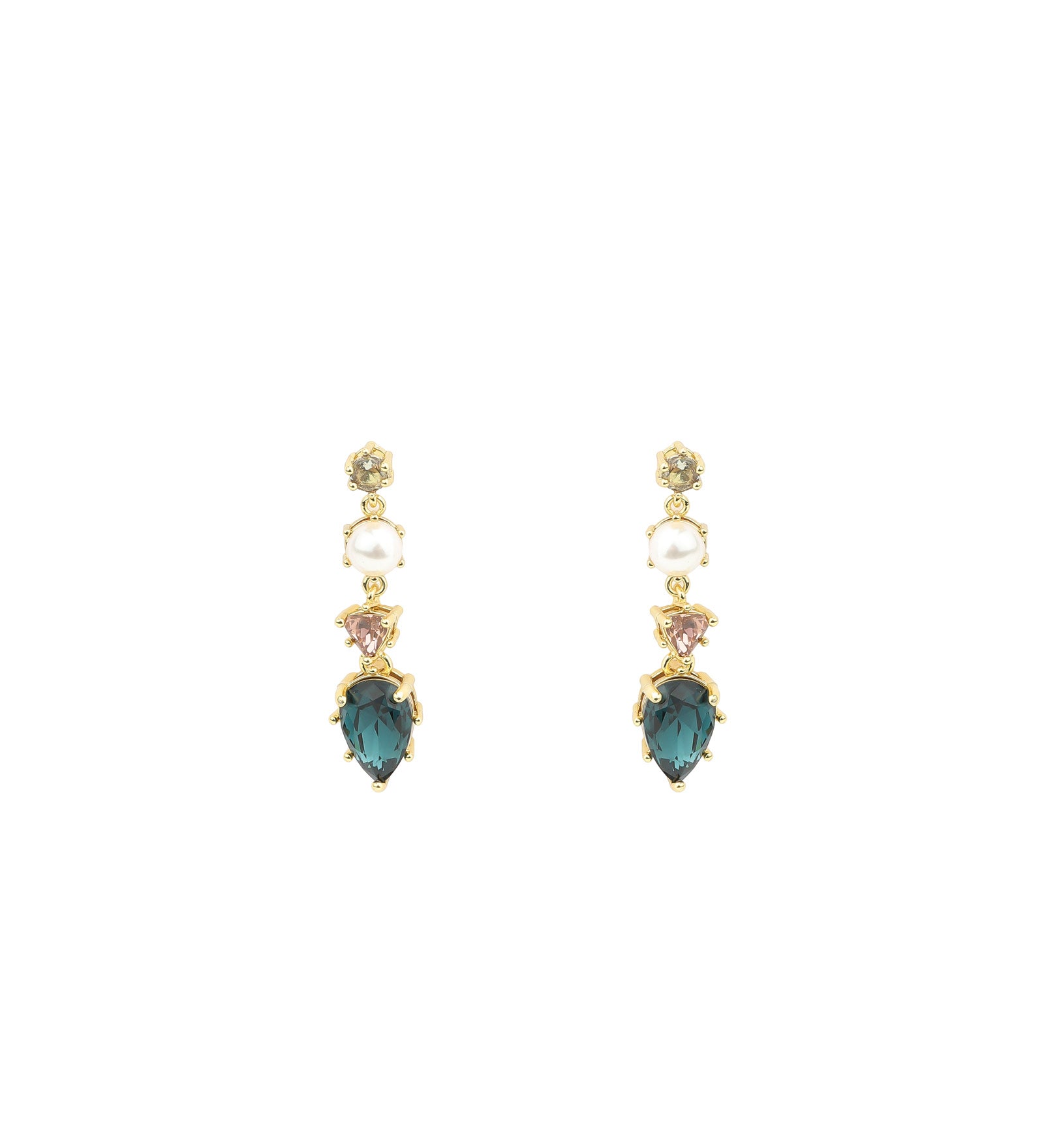 Augustine Drop Studs 14k Gold Plated, Crystal