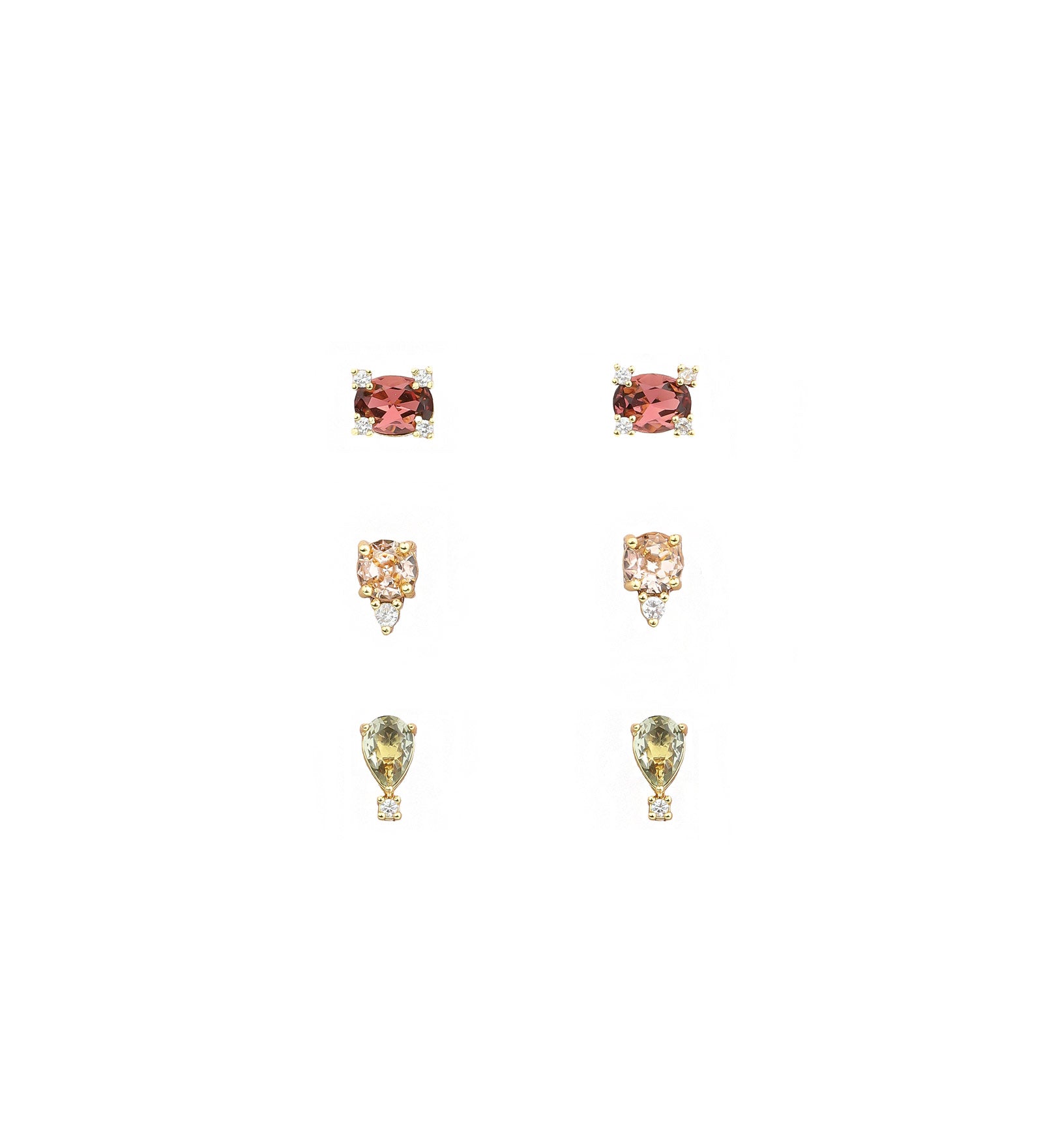 Magnolia Stud Earring Set 14k Gold Plated, Crystal