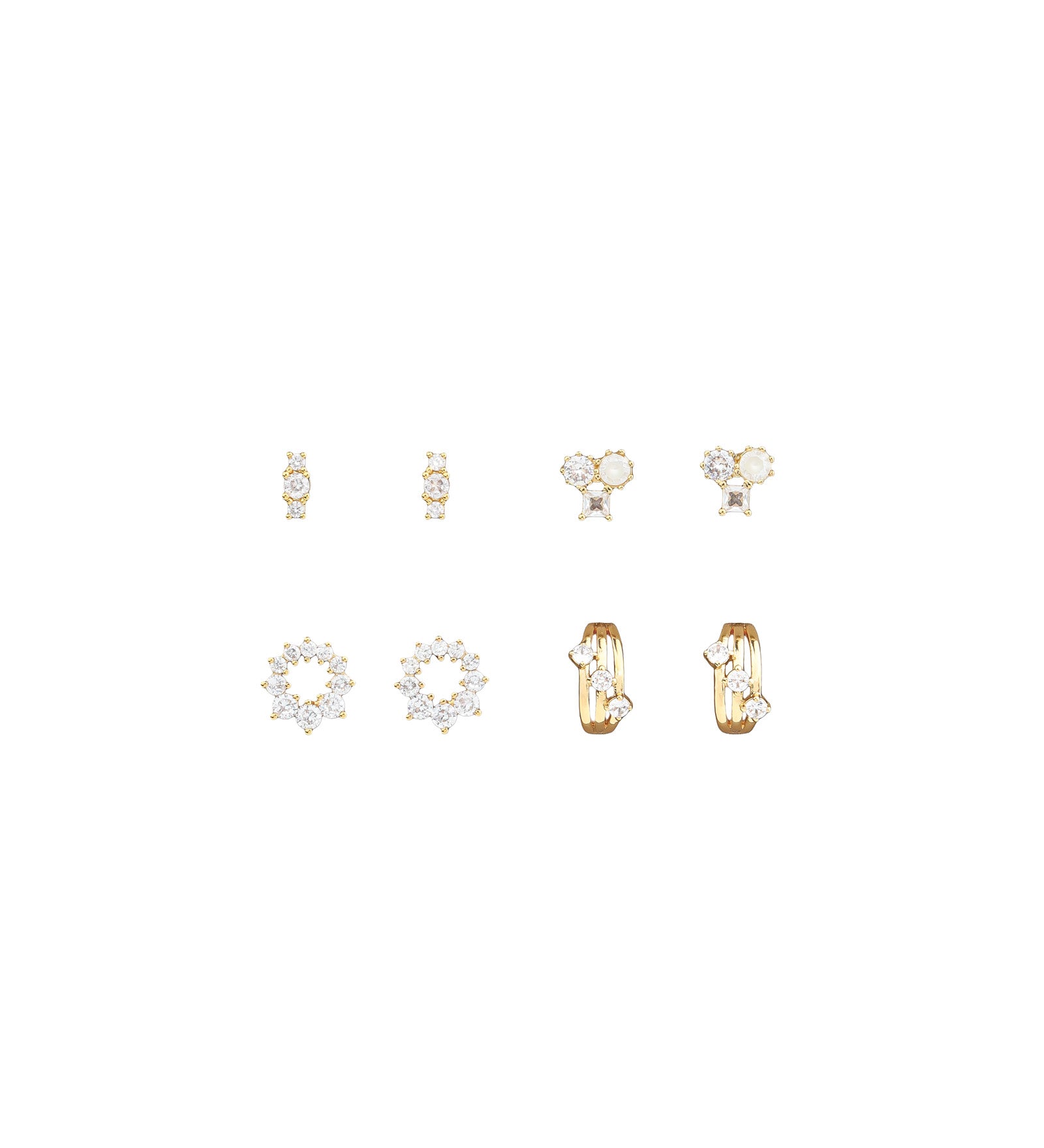 Aurora Stud Earring Set 14k Gold Plated, Cubic Zirconia