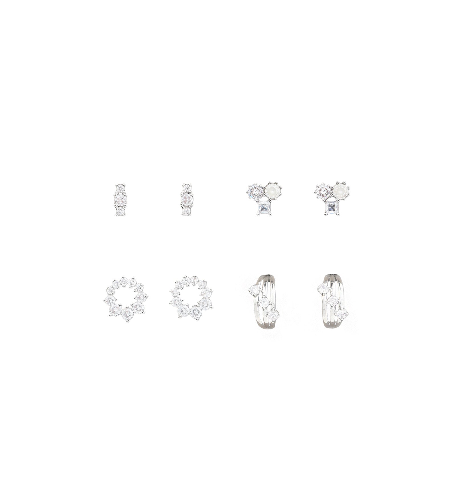 Aurora Stud Earring Set Silver Tone, Cubic Zirconia