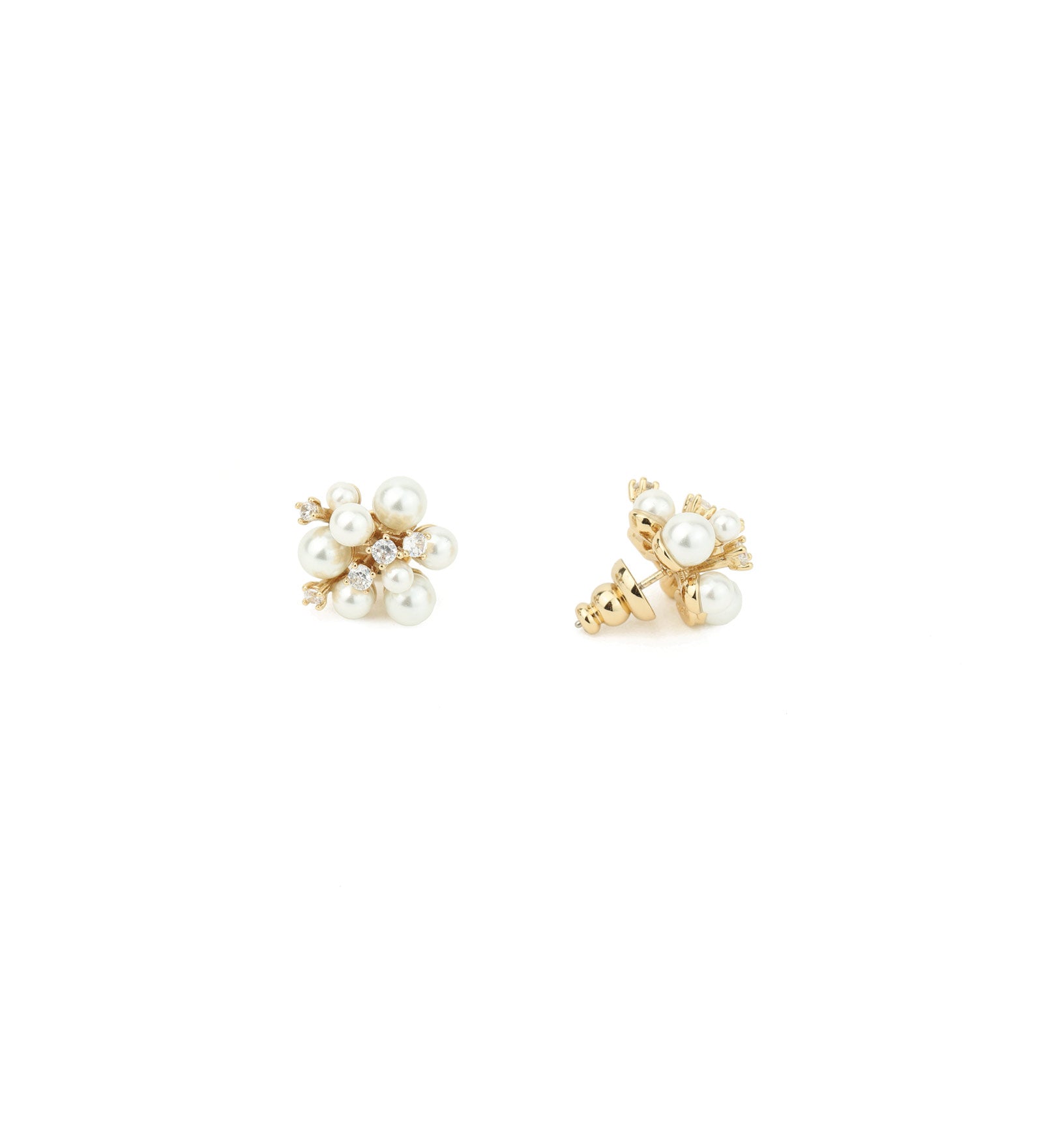 Claude Studs 14K Gold Plated, Cubic Zirconia