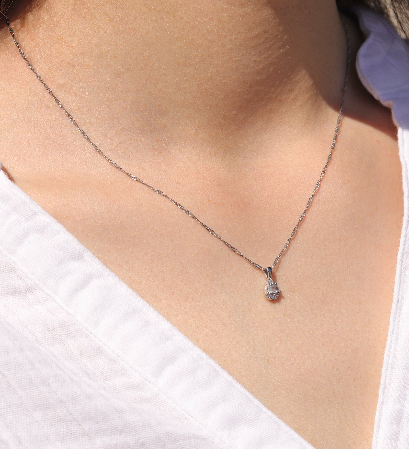 Olive & Piper-Muzi Pendant-Necklaces-Silver-Tone Plated, Cubic Zirconia-Blue Ruby Jewellery-Vancouver Canada