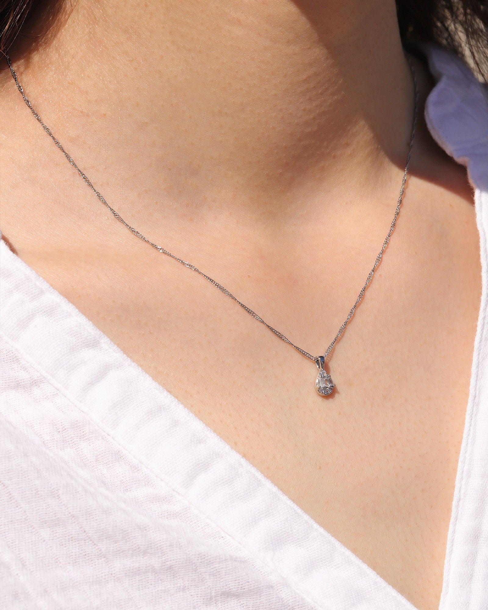 Olive & Piper-Muzi Pendant-Necklaces-Silver-Tone Plated, Cubic Zirconia-Blue Ruby Jewellery-Vancouver Canada