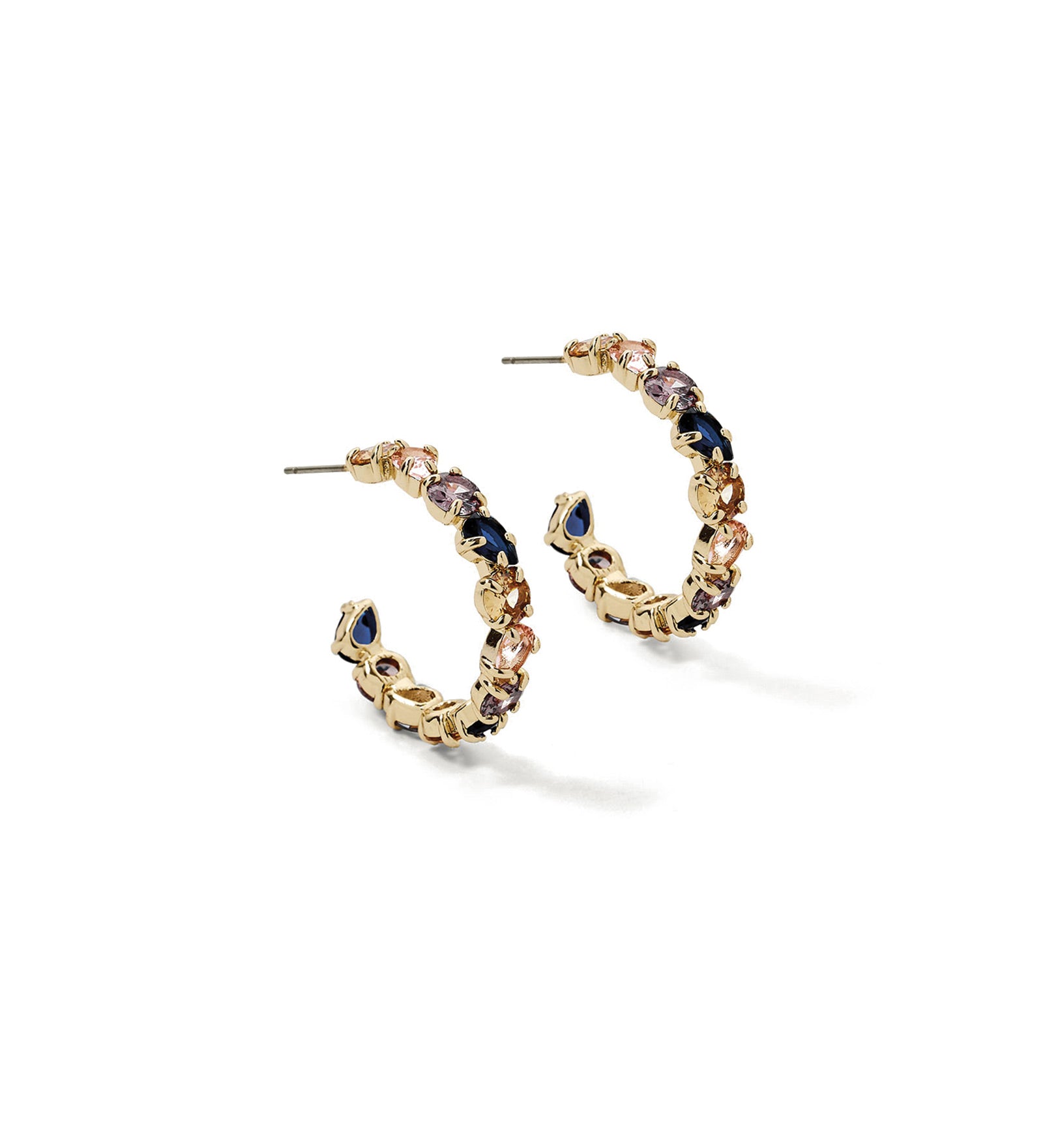 Raveena Hoops 14k Gold Plated, Multi Cubic Zirconia