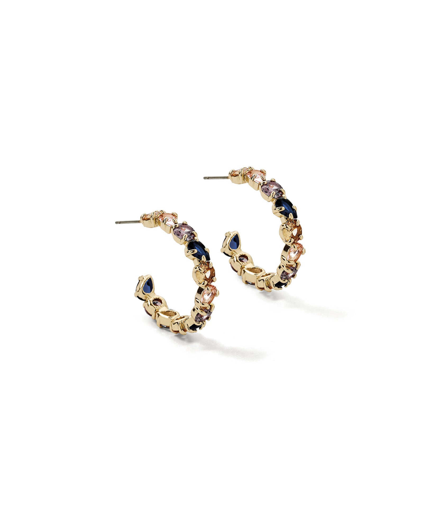 Raveena Hoops 14k Gold Plated, Multi Cubic Zirconia