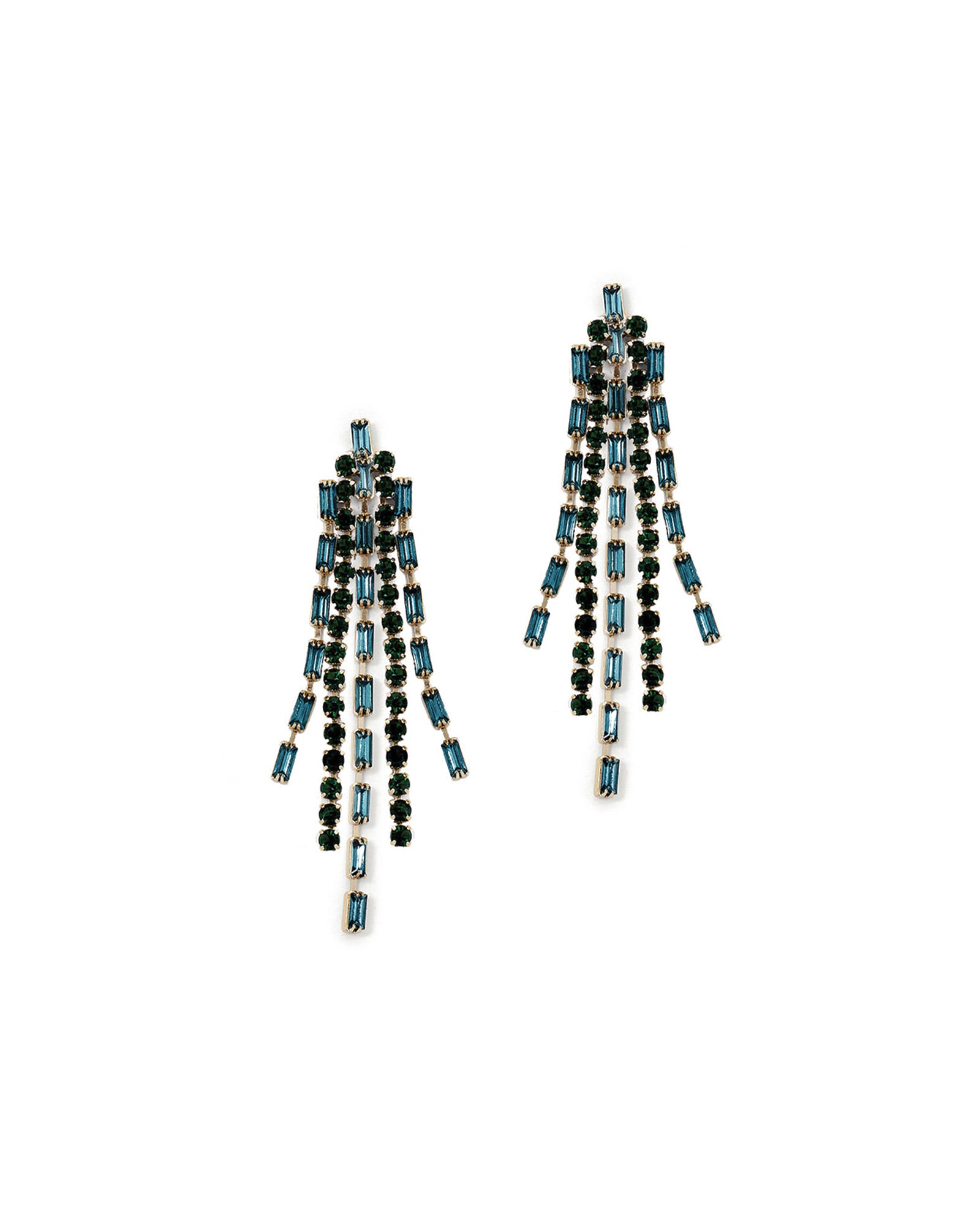 Bruné Studs 14k Gold Plated, Green Crystal