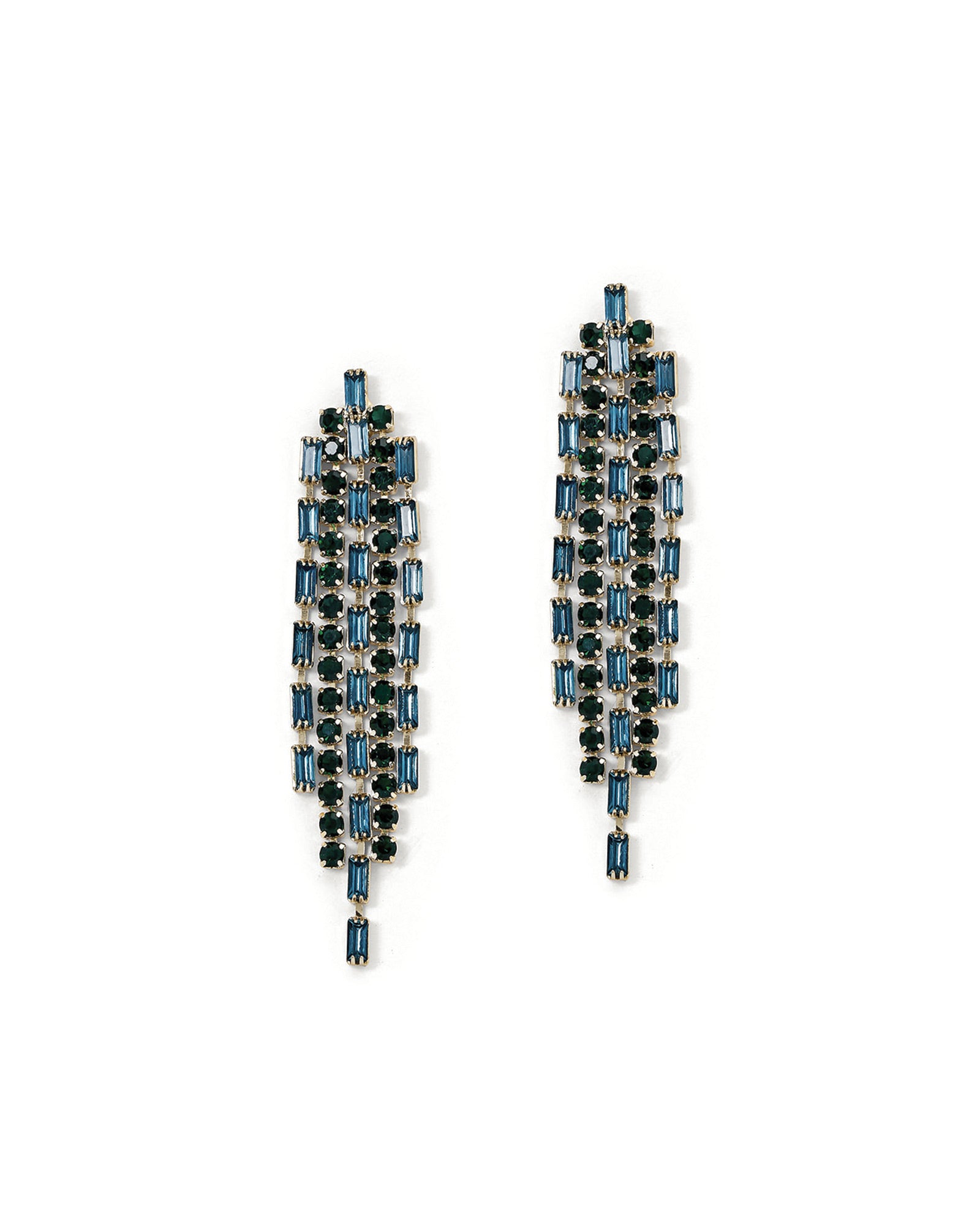 Bruné Studs 14k Gold Plated, Green Crystal