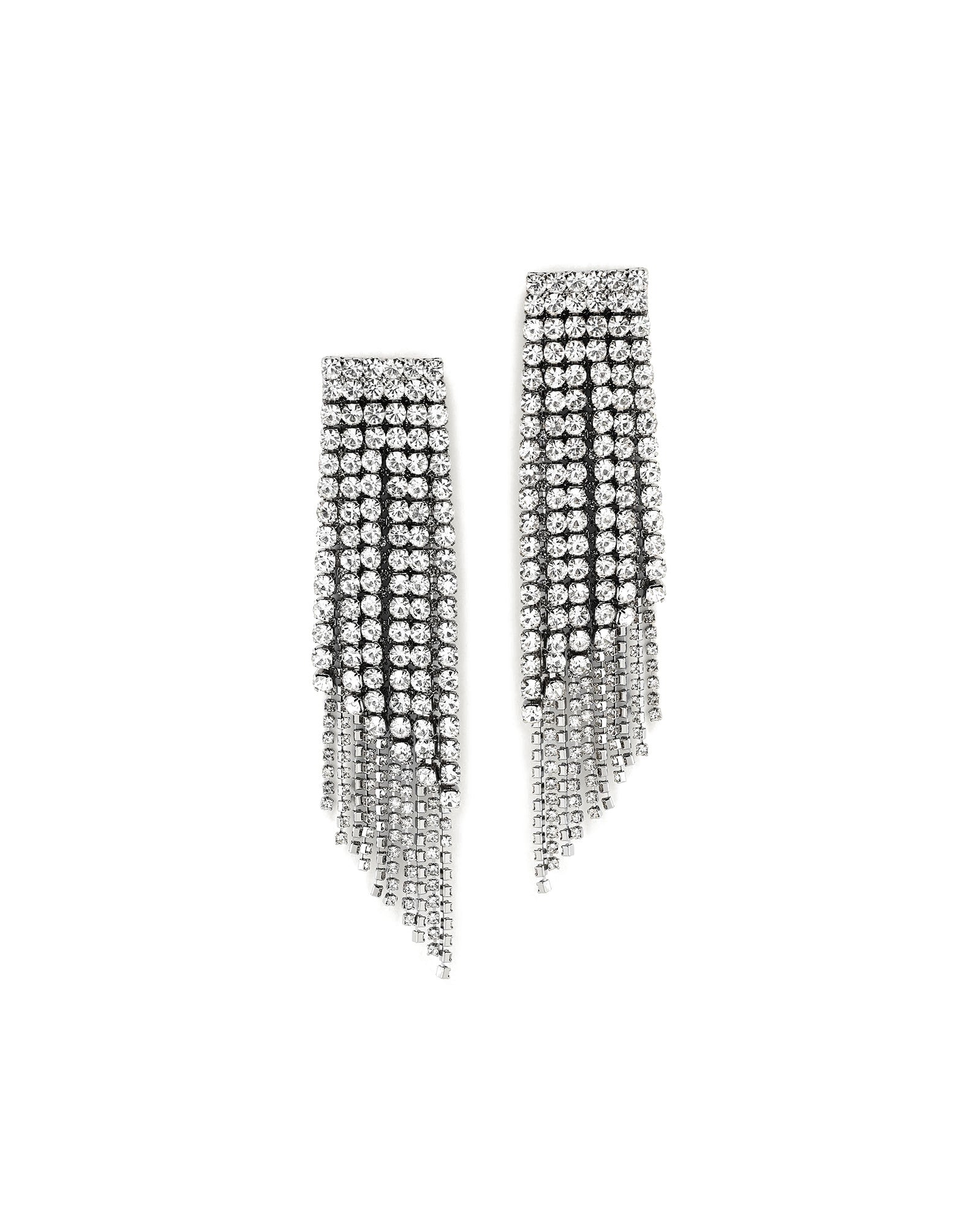 Vera Earrings Silver Tone Plated, White Crystal