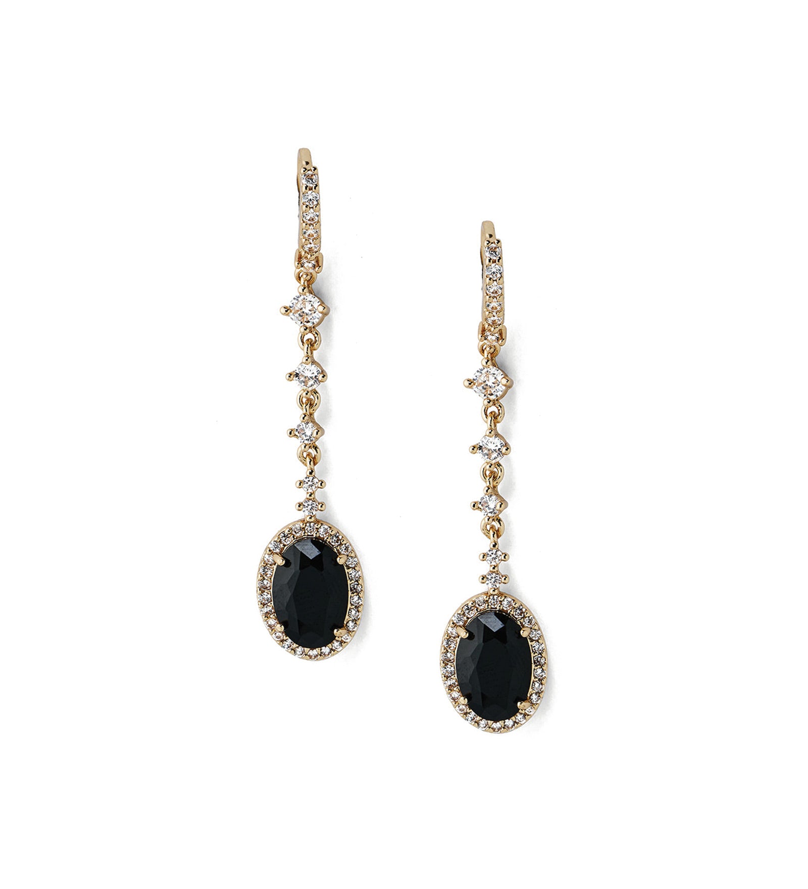 Marla Studs 14k Gold Plated, Black Crystal