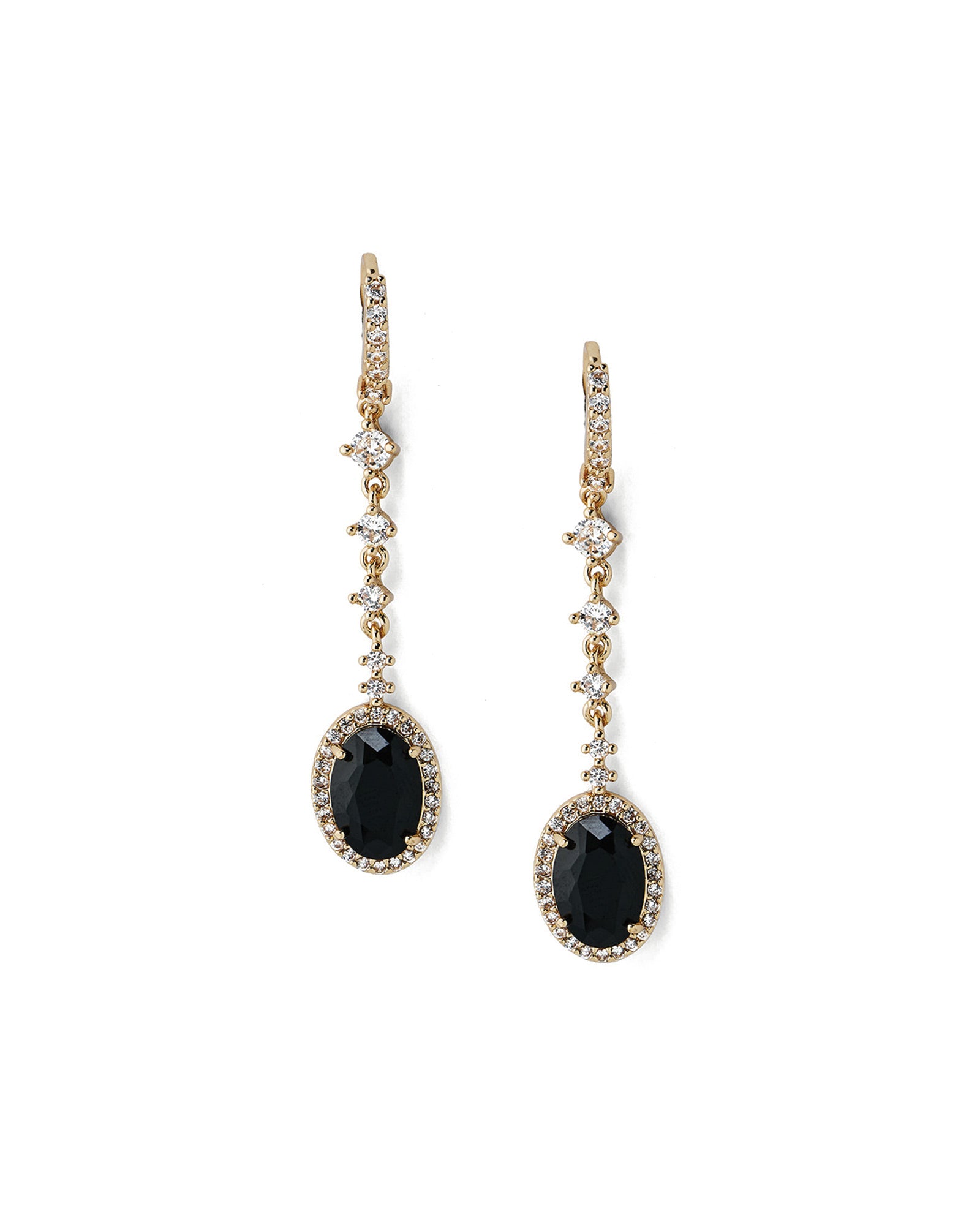 Marla Studs 14k Gold Plated, Black Crystal