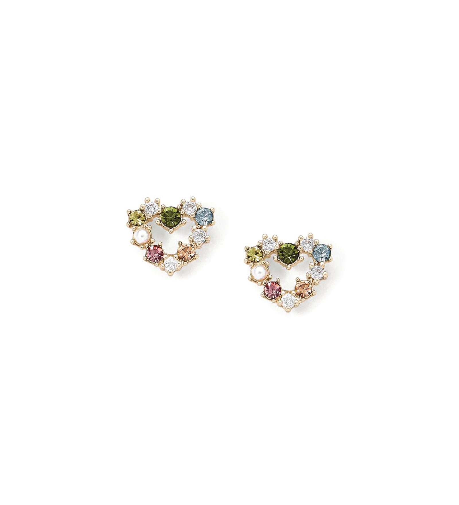 Yumi Studs 14k Gold Plated, Cubic Zirconia, White Pearl