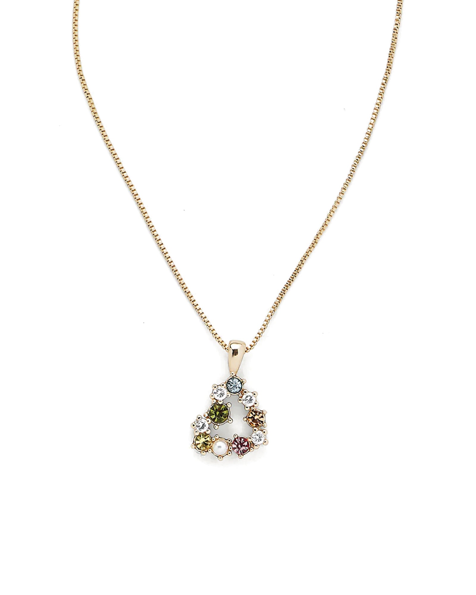 Aimee Necklace 14k Gold Plated, Cubic Zirconia, White Pearl