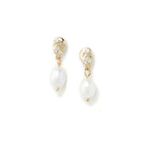 Daphne Earrings 18k Gold Vermeil, Cubic Zirconia, White Pearl