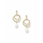 Soleil Earrings 18k Gold Vermeil, Cubic Zirconia, White Pearl