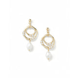 Soleil Earrings 18k Gold Vermeil, Cubic Zirconia, White Pearl