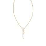 Mira Pendant Necklace 18k Gold Vermeil, Cubic Zirconia, White Pearl