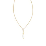 Mira Pendant Necklace 18k Gold Vermeil, Cubic Zirconia, White Pearl