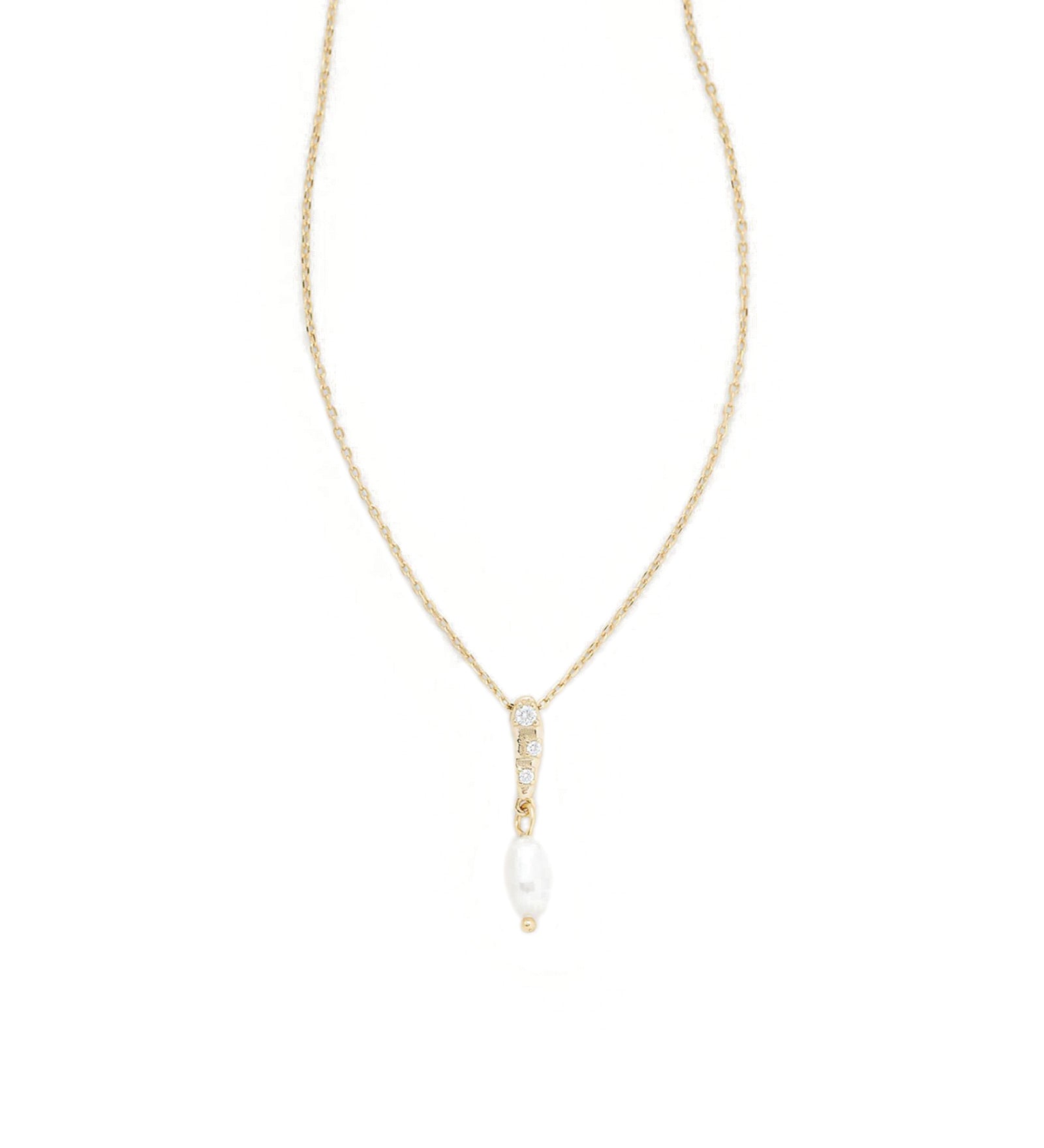 Mira Pendant Necklace 18k Gold Vermeil, Cubic Zirconia, White Pearl