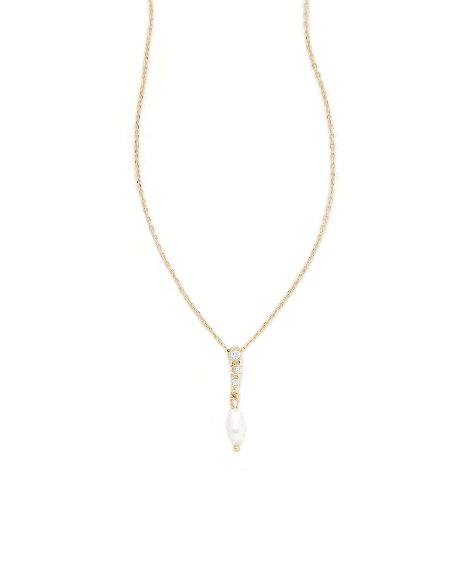 Mira Pendant Necklace 18k Gold Vermeil, Cubic Zirconia, White Pearl