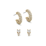 Leone Earring Set 14k Gold Plated, White Crystal