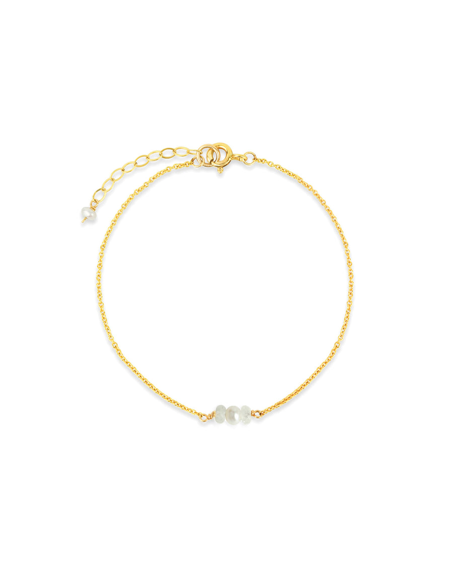 Poppy Rose-Stone + Pearl Bracelet-Bracelets-14k Gold Filled, White Pearl, Moonstone-Blue Ruby Jewellery-Vancouver Canada