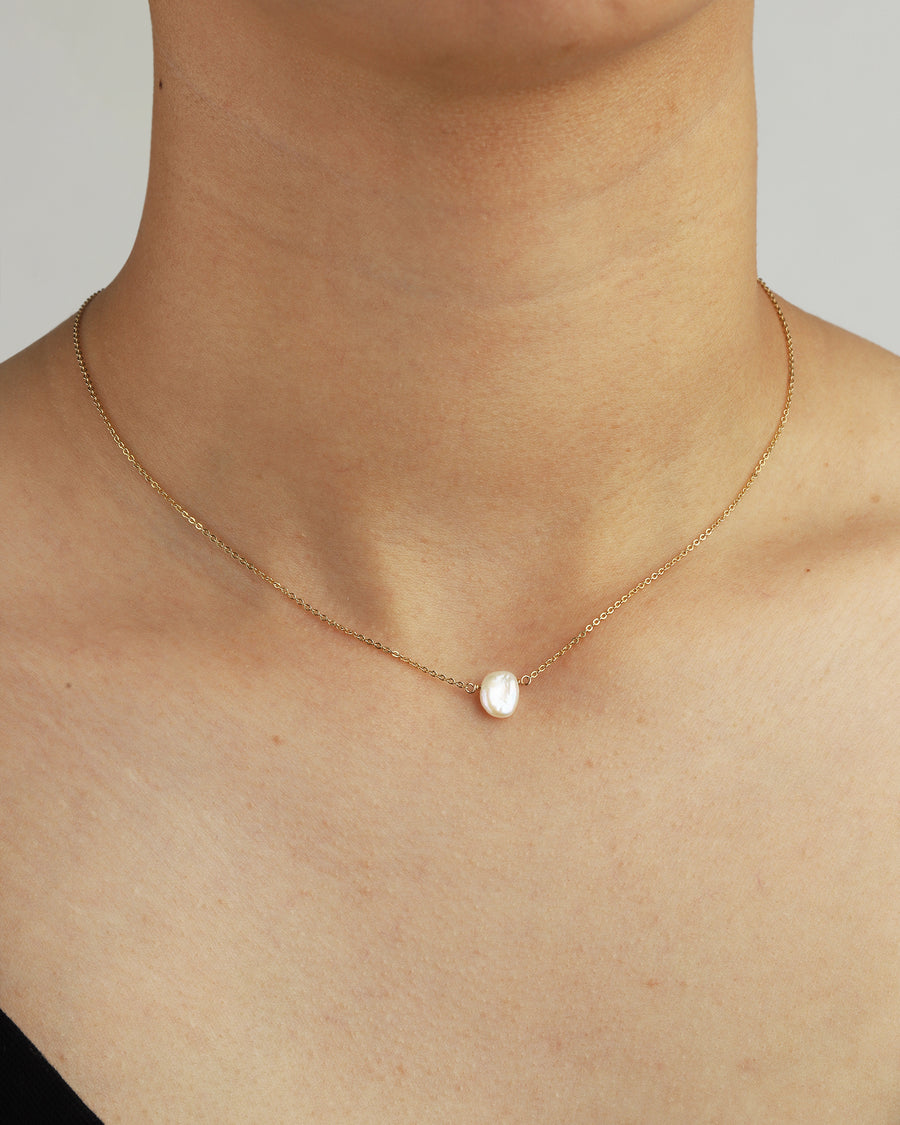 Keishi Pearl Necklace 14k Gold Filled, White Pearl