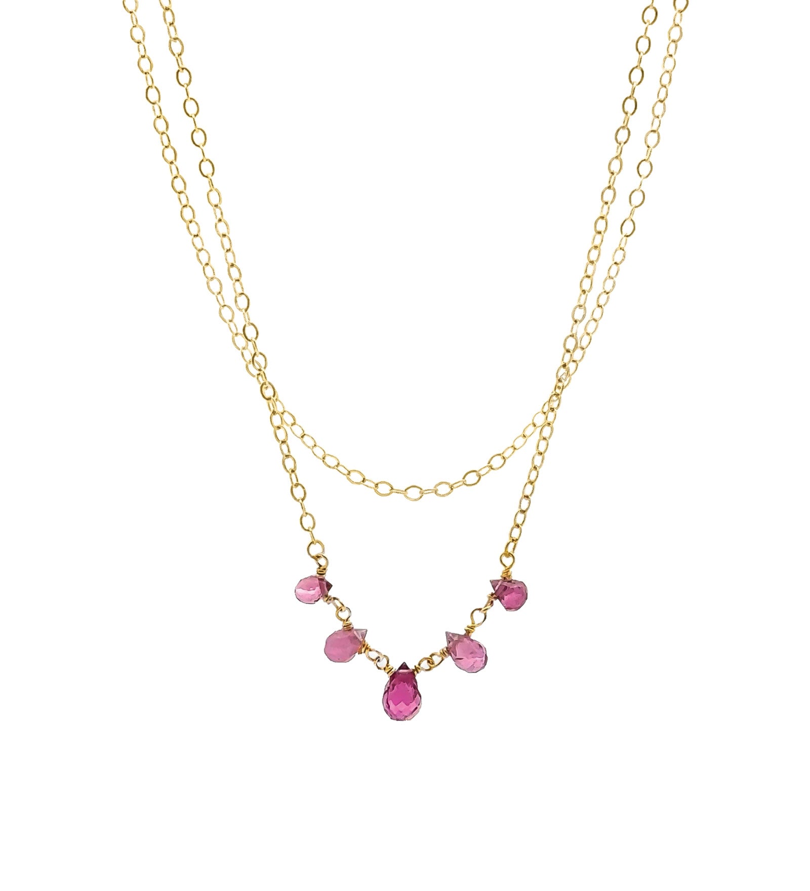 Poppy Rose-Amber Necklace-Necklaces-14k Gold Filled, Pink Tourmaline-Blue Ruby Jewellery-Vancouver Canada