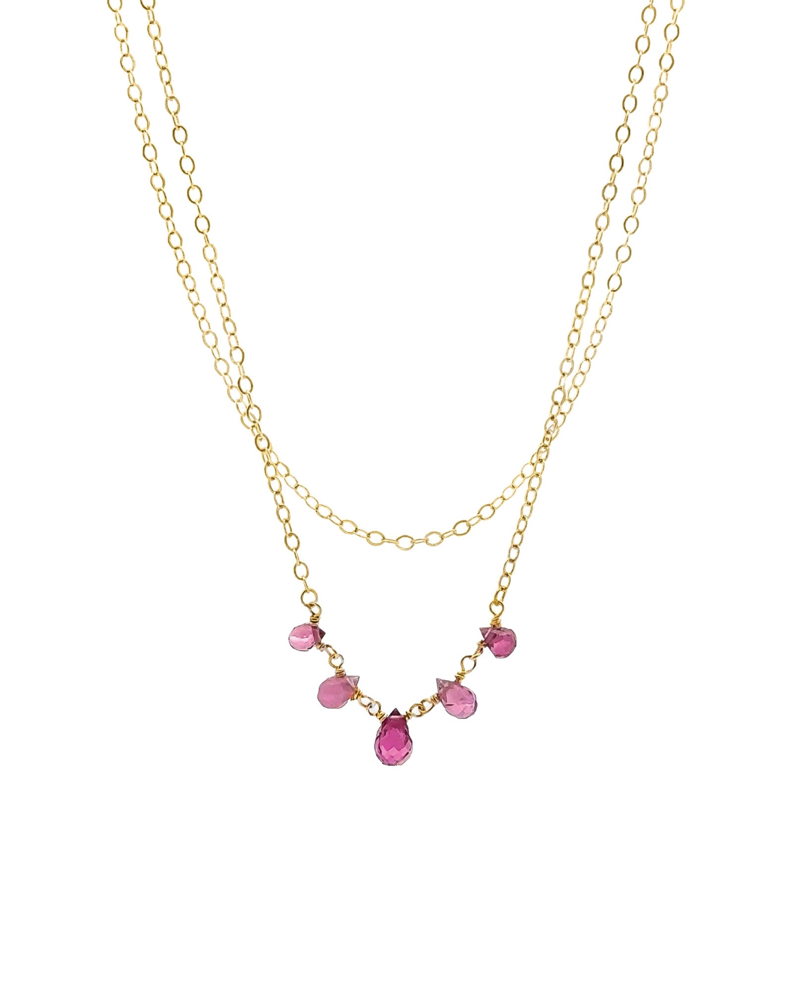 Poppy Rose-Amber Necklace-Necklaces-14k Gold Filled, Pink Tourmaline-Blue Ruby Jewellery-Vancouver Canada