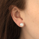 Poppy Rose-Pearl Studs | 8mm-Earrings-14k Gold Filled, White Pearl-Blue Ruby Jewellery-Vancouver Canada