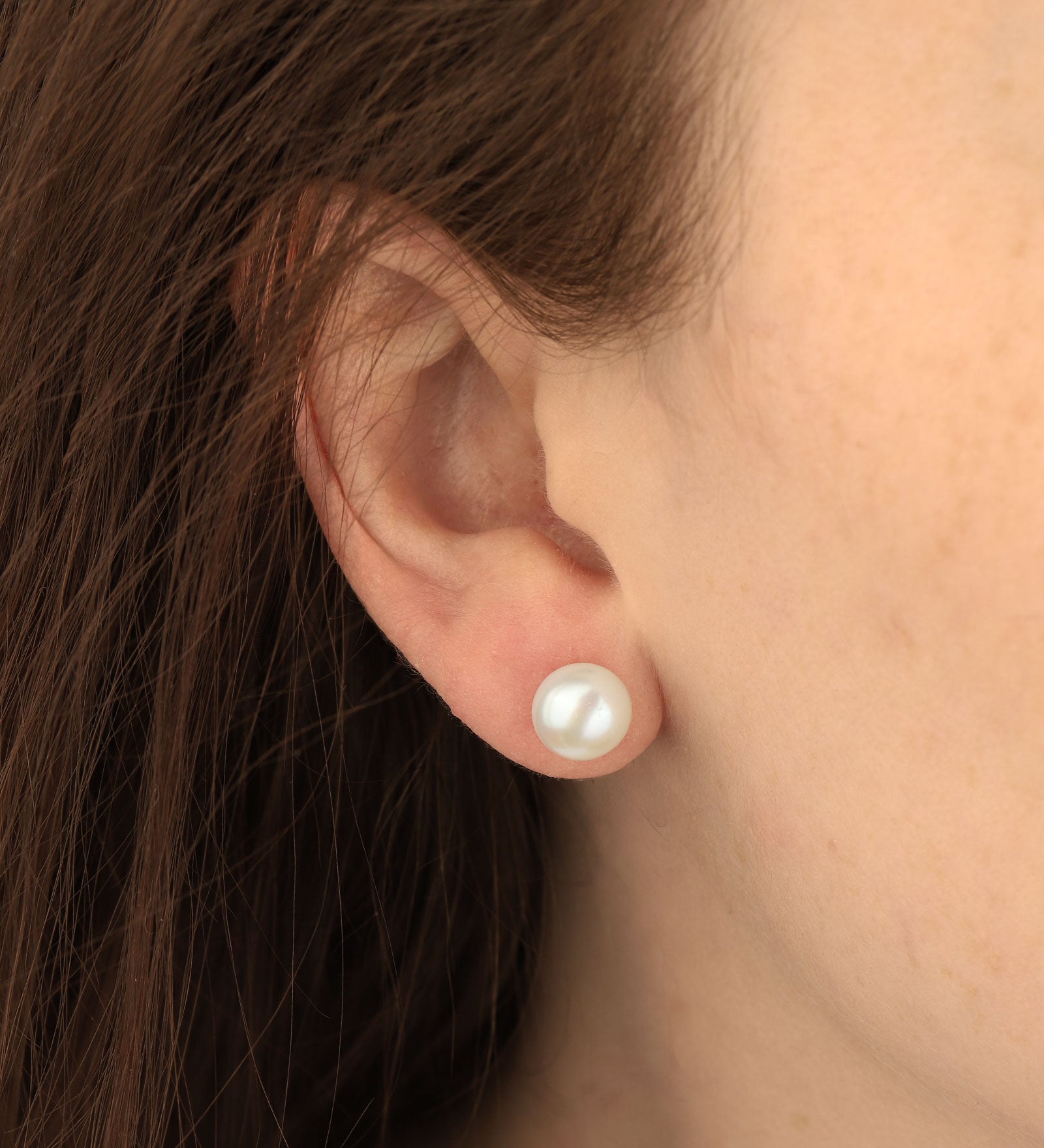 Poppy Rose-Pearl Studs | 8mm-Earrings-14k Gold Filled, White Pearl-Blue Ruby Jewellery-Vancouver Canada