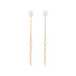 Poppy Rose-Three Drop Pearl Studs-Earrings-14k Gold Filled, White Pearl-Blue Ruby Jewellery-Vancouver Canada