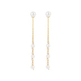 Poppy Rose-Three Drop Pearl Studs-Earrings-14k Gold Filled, White Pearl-Blue Ruby Jewellery-Vancouver Canada