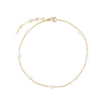 Poppy Rose-Double Station Pearl Anklet-Anklets-14k Gold Filled, Freshwater Pearls-Blue Ruby Jewellery-Vancouver Canada