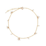 Poppy Rose-Pearl Cluster Drop Anklet-Anklets-14k Gold Filled, White Pearl-Blue Ruby Jewellery-Vancouver Canada