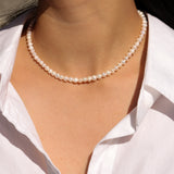 Poppy Rose-Pearl Strand Necklace | 5mm-Necklaces-14k Gold Filled, White Pearl-Blue Ruby Jewellery-Vancouver Canada