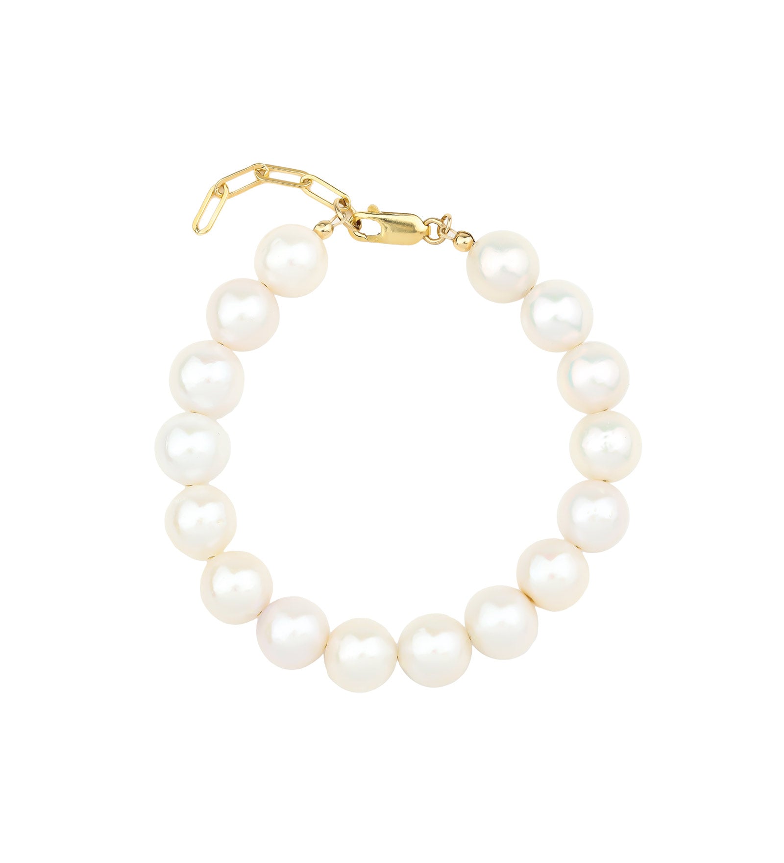 12mm Pearl Bracelet 14k Gold Filled, White Pearl