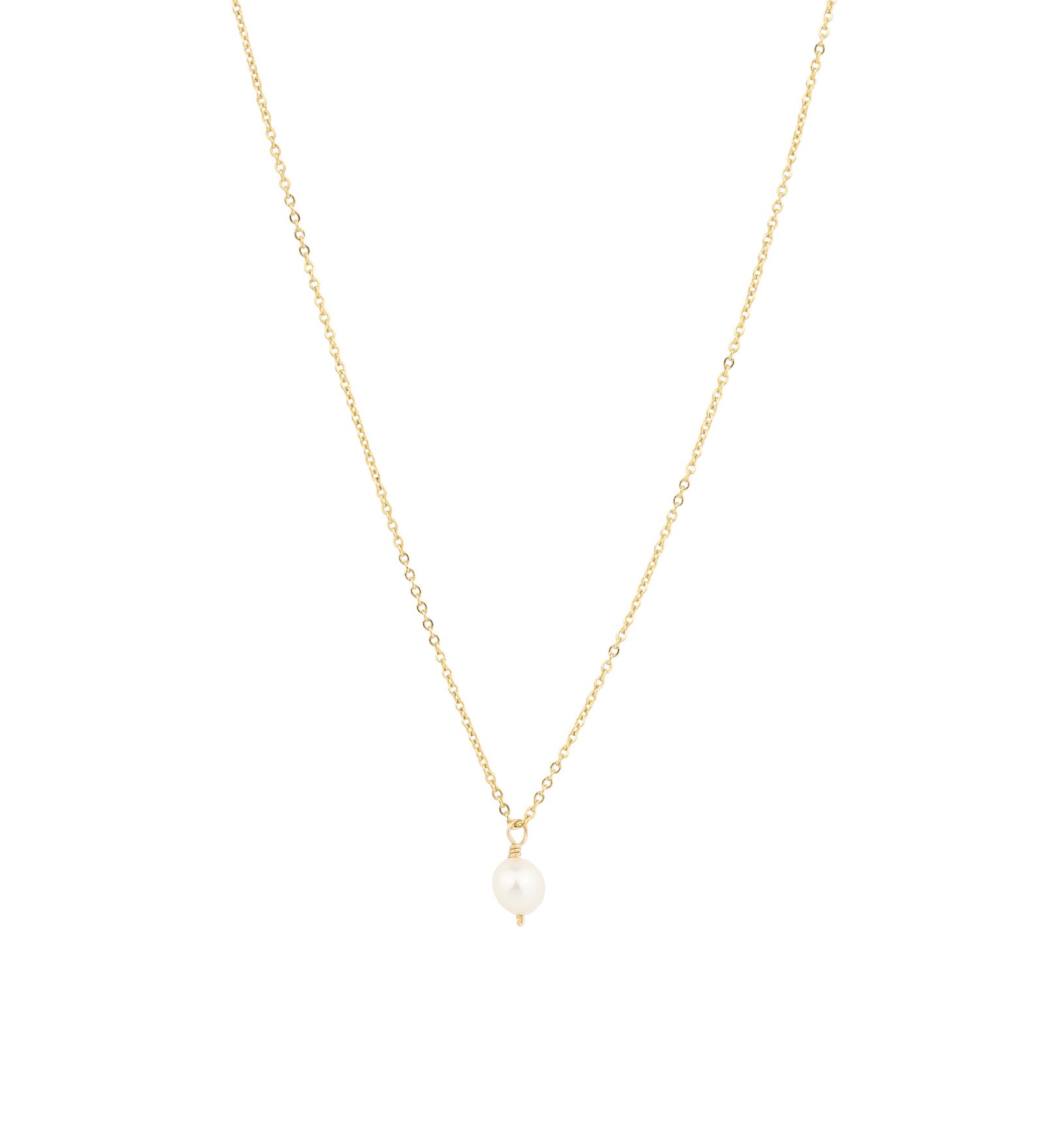 Pearl Drop Necklace | 6mm 14k Gold Filled, White Pearl