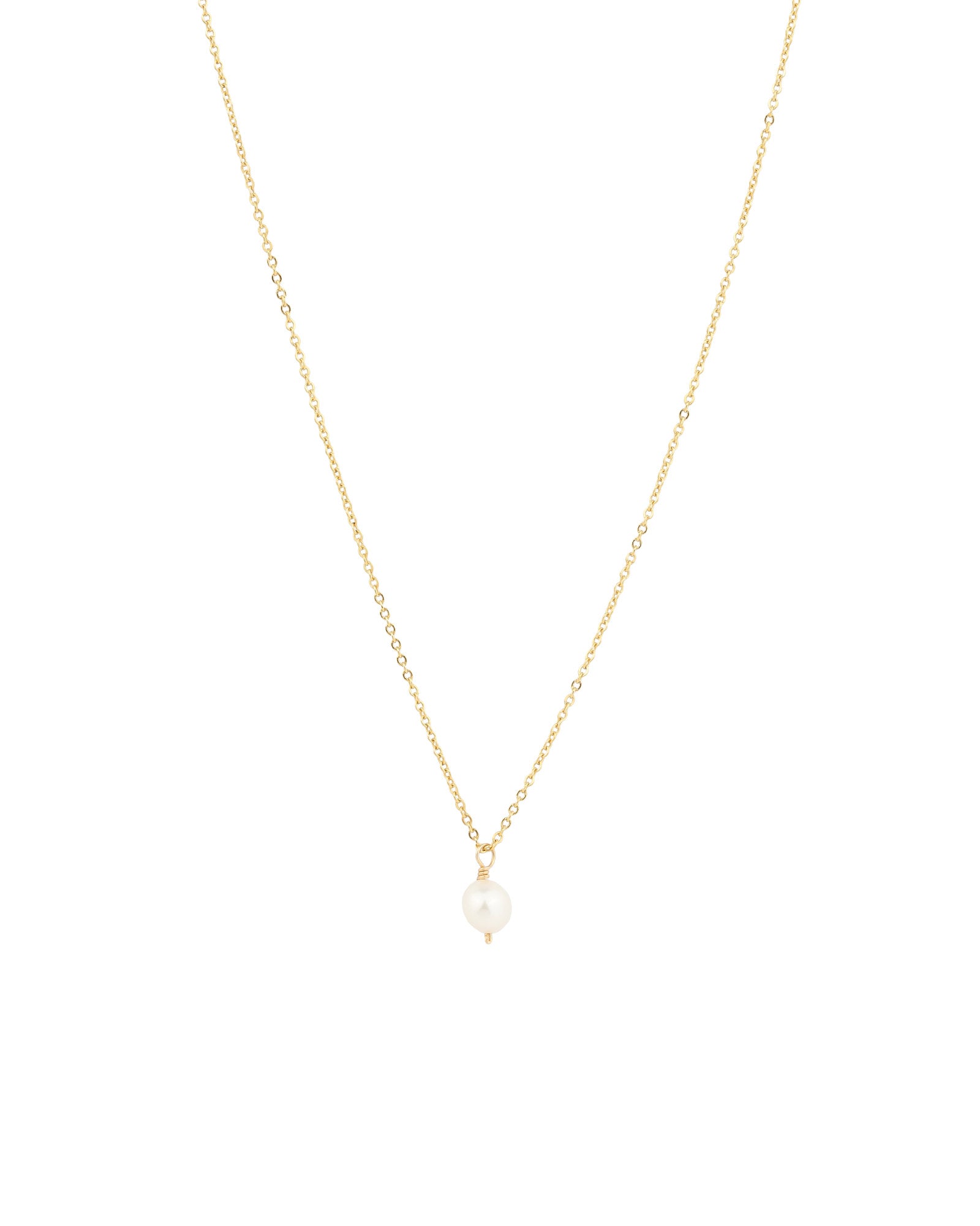 Pearl Drop Necklace | 6mm 14k Gold Filled, White Pearl