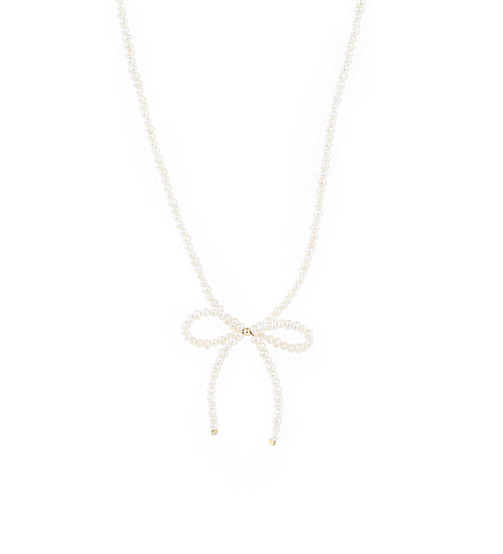 Poppy Rose-Pearl Bow Necklace-Necklaces-14k Gold Filled, White Pearl-Blue Ruby Jewellery-Vancouver Canada